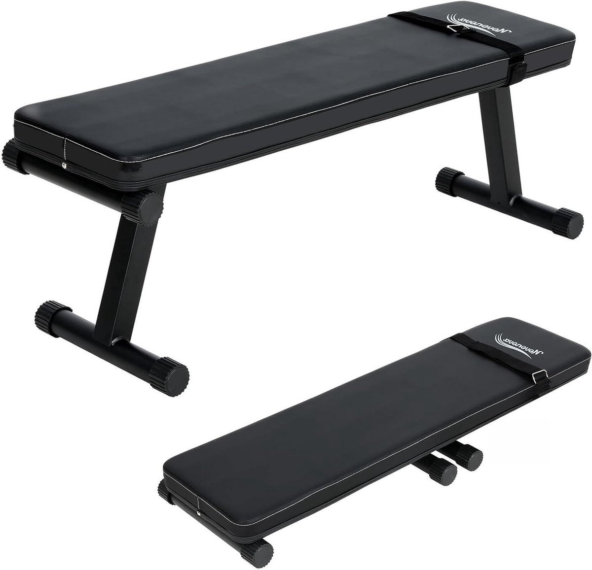 Platte Trainingsbank - Fitness Bank - Kracht Training - Opvouwbaar Robuust Frame - 150 kg Capaciteit - Zwart