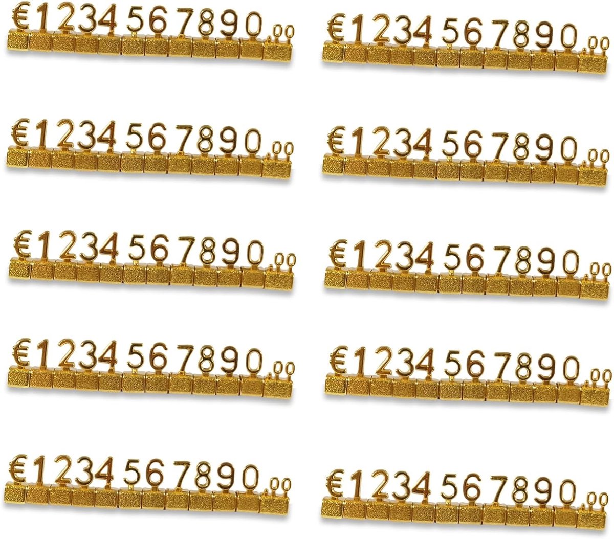 50 Stuks Digitale Prijskaartjes 3D Metalen Rekken Verstelbare Prijs Kubus Kit voor Winkel Display, Sieraden en Horloge Presentatie, Prijsmarker Labels in Goud