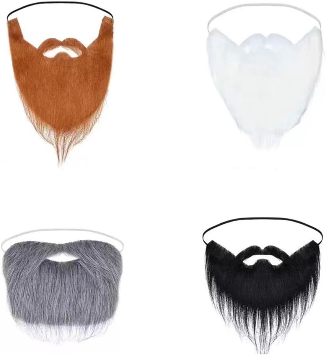 Compleet Kunstbaard Set voor Halloween en Carnaval, Witte en Zwarte Baarden voor Santa Claus en Feestoutfits