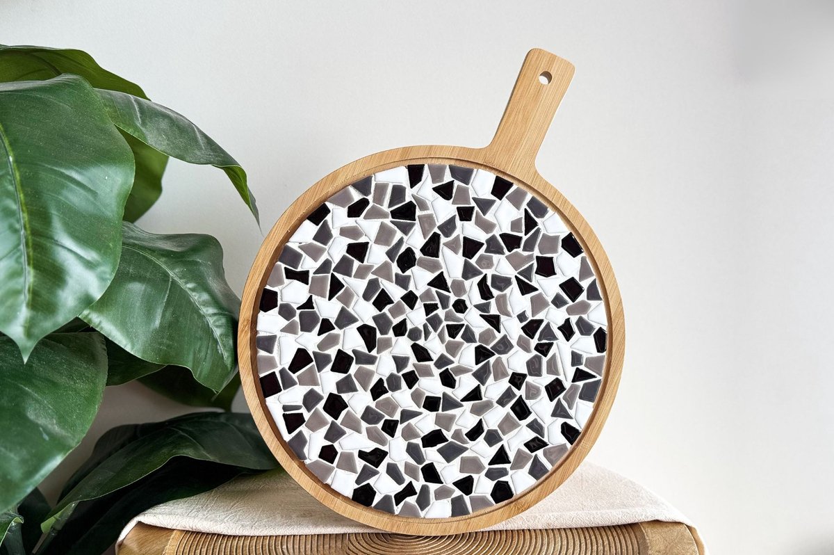 LC DIY Ronde Borrelplank - Zwart Wit
