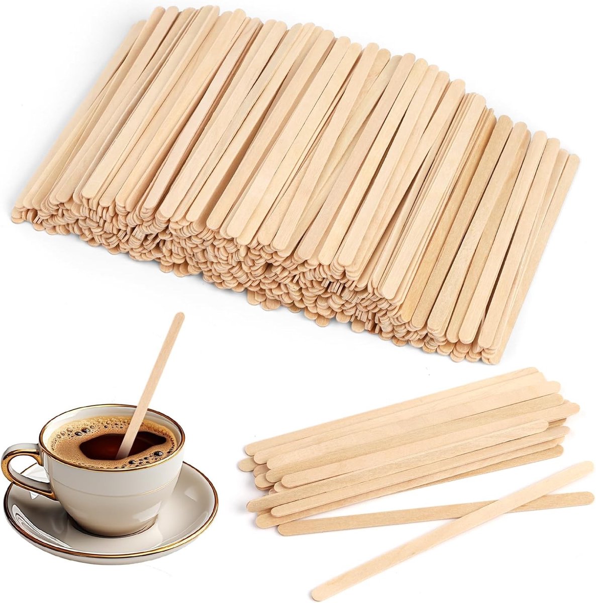 Houten roerstaafjes voor dranken - 1000 stuks van 11 cm voor koffie, thee en sap, ideaal voor het mengen van drankjes