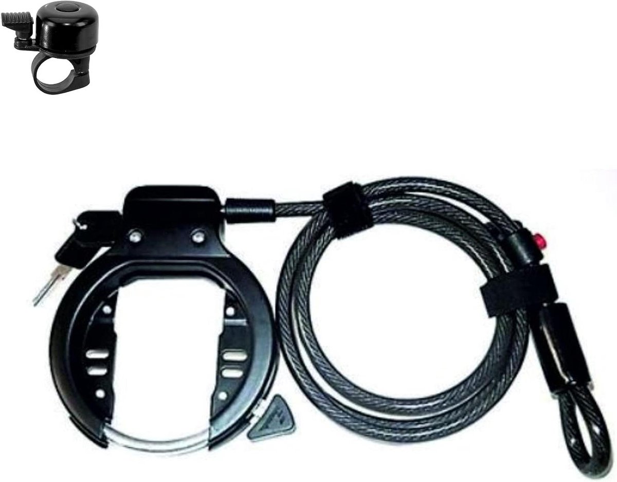 Fiets Frameslot - Ringslot Kabel - Veilig Fietsen - Inclusief Fietsbel - Niet Gespecificeerd - Zwart