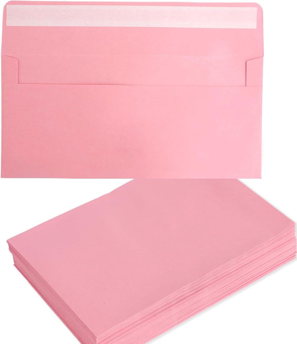 Papieren Enveloppen - Uitnodiging Enveloppen - Kaarten Versturen - Zelfklevende Sluiting - 50 Stuks - Roze