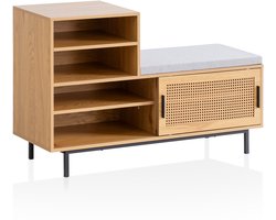 Ervesto WL6.833 Schoenenbank Met Zitting 120x75,5x40 cm - Garderobebank - Eiken Decor En Rotan - Met Opbergruimte En Schuifdeur