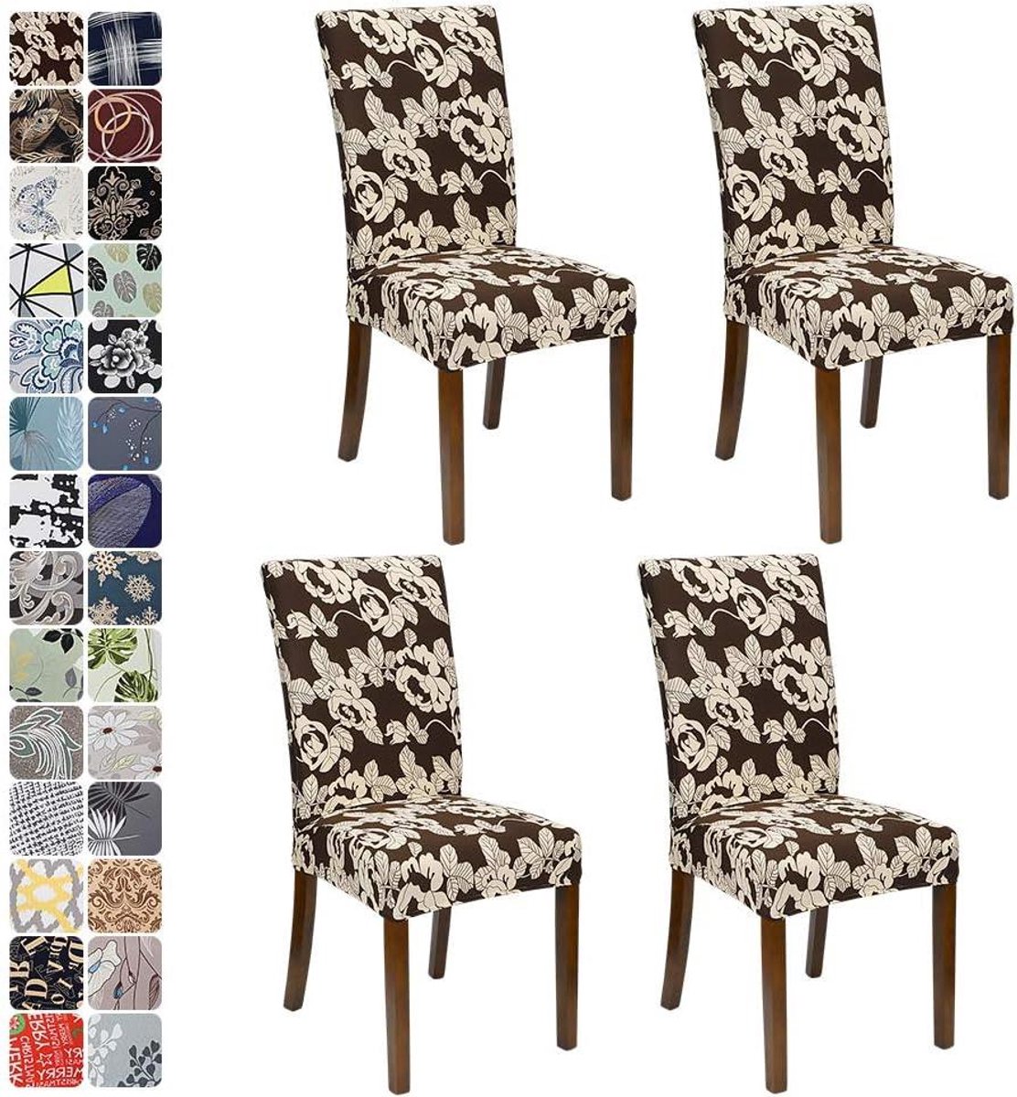 Universele stoelhoezen - Stoelbekleding stretch - Eetkamer decoratie - Kreukbestendig materiaal - 4 stuks - Kerstdesign