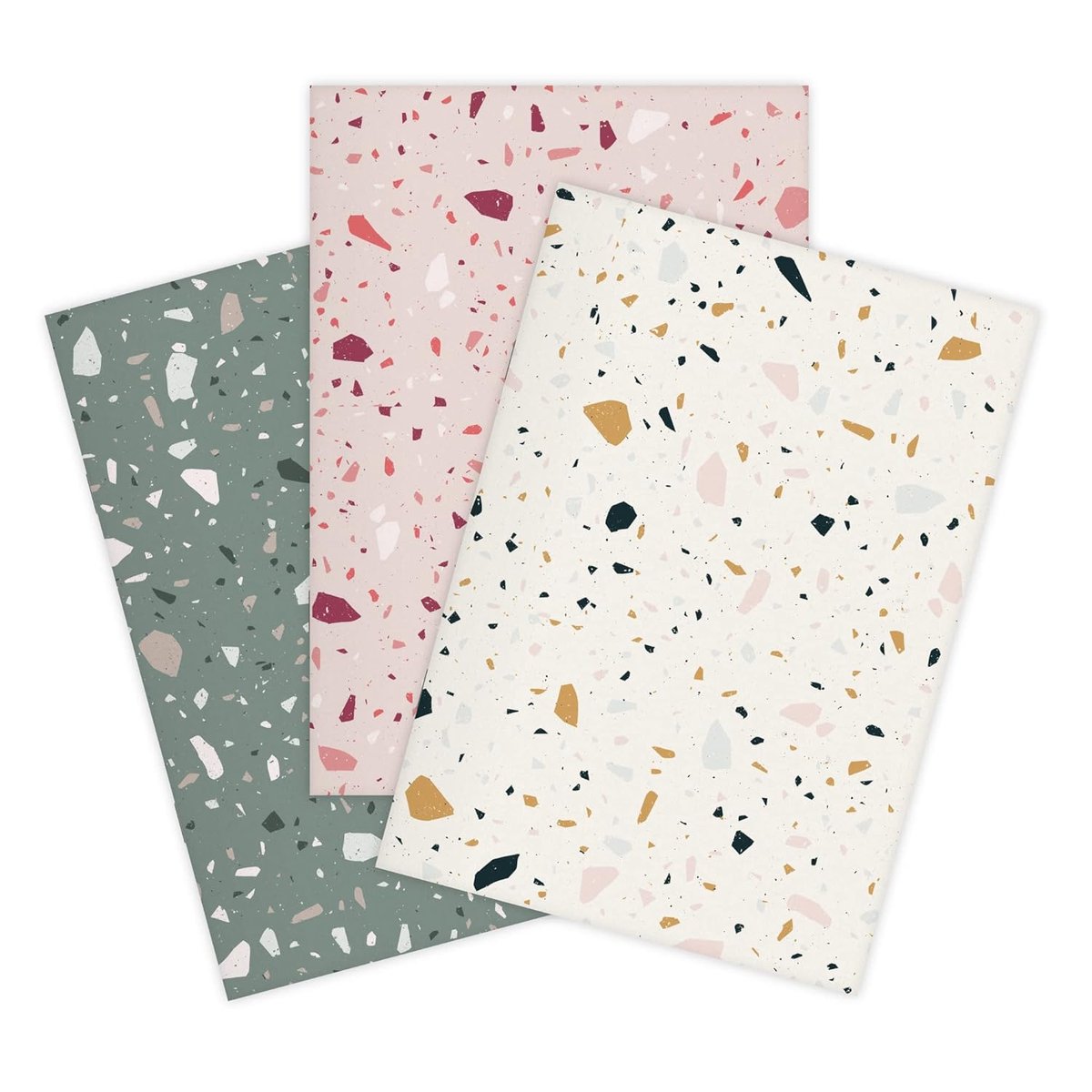 SnelShoppen - 3-delige A5 Notitieboek Set met Terrazzo Patroon | 32 Vellen Puntraster | Handgemaakt in Duitsland | Perfect voor School, Werk en Creati