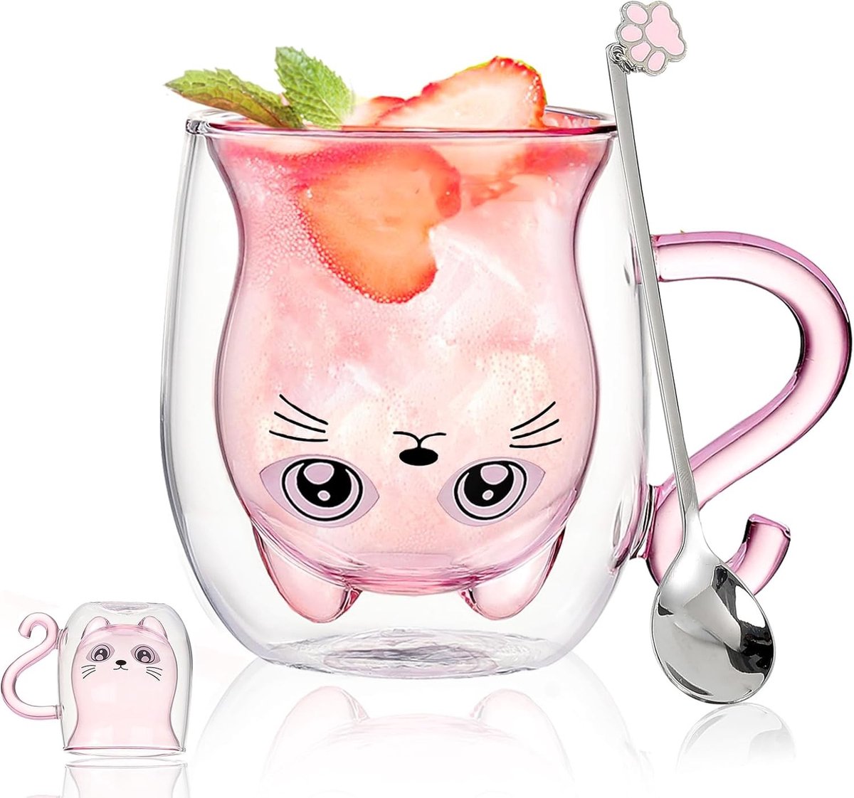 Dubbelwandige koffiemok met kattenmotief - Perfect cadeau voor vrouwen, verjaardag, Moederdag en Valentijnsdag