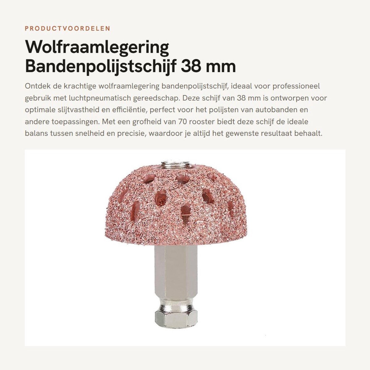 Inovra- Bandenpolijstschijf 38 mm - Wolfraamlegering - 70 Grof - Slijtvast - Hoge Sterkte - Inclusief Verpakking - Slijpwiel