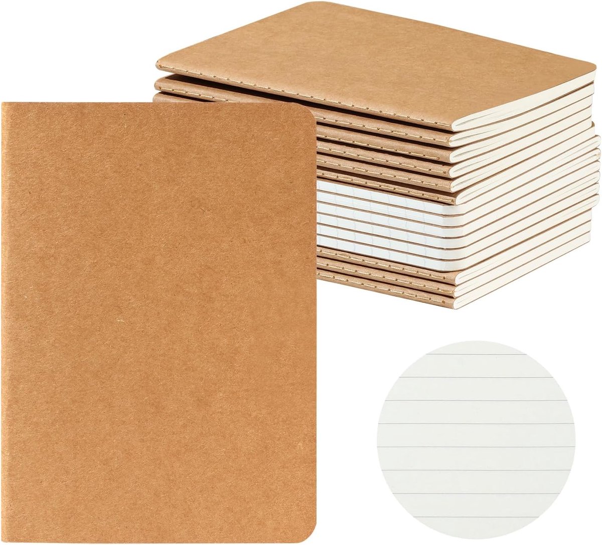 Thijox - Notitieboek A6 - 16 Stuks Gelinieerd - 100 g/m² Dik Papier - Notitieblok 10 x 14 cm - 60 Pagina's Kartonnen Omslag - Perfect voor School, Wer