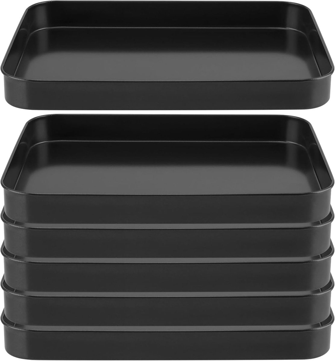 Set van 6 Rechthoekige Zwarte Bakplaten van Koolstofstaal, Antiaanbak voor Brood, Taart, Pizza en Vlees, 9.6×7.2×1 Inch