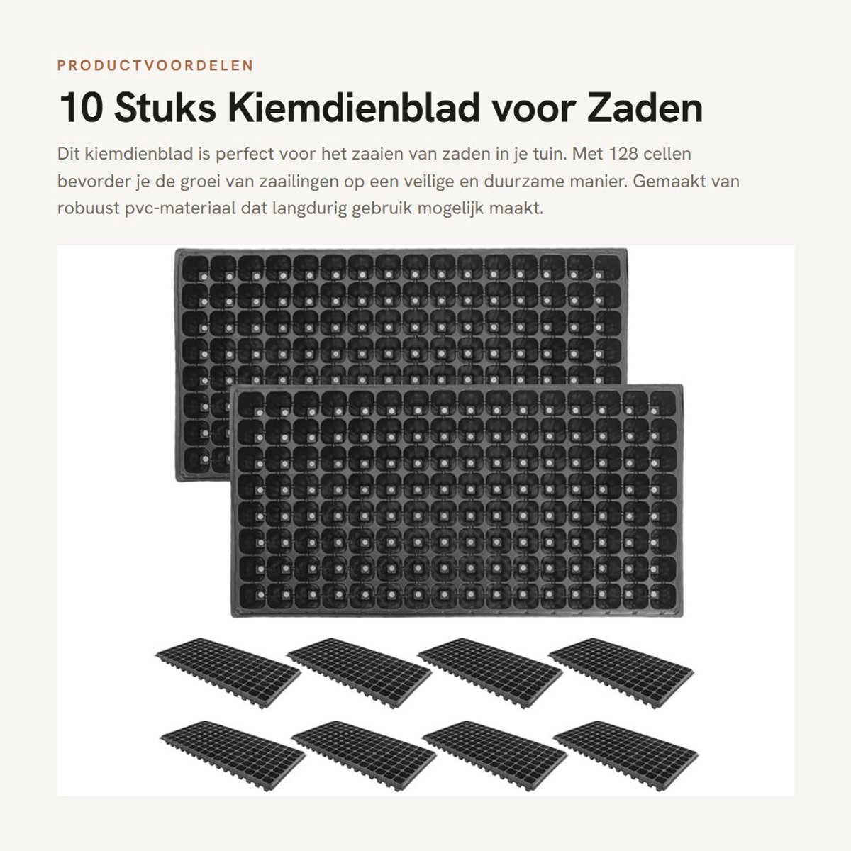 Inovra- Kiemdienblad 10 Stuks - 128 Cellen - Duurzaam PVC - Zaaibak - Groei van Zaden - Optimale Ventilatie