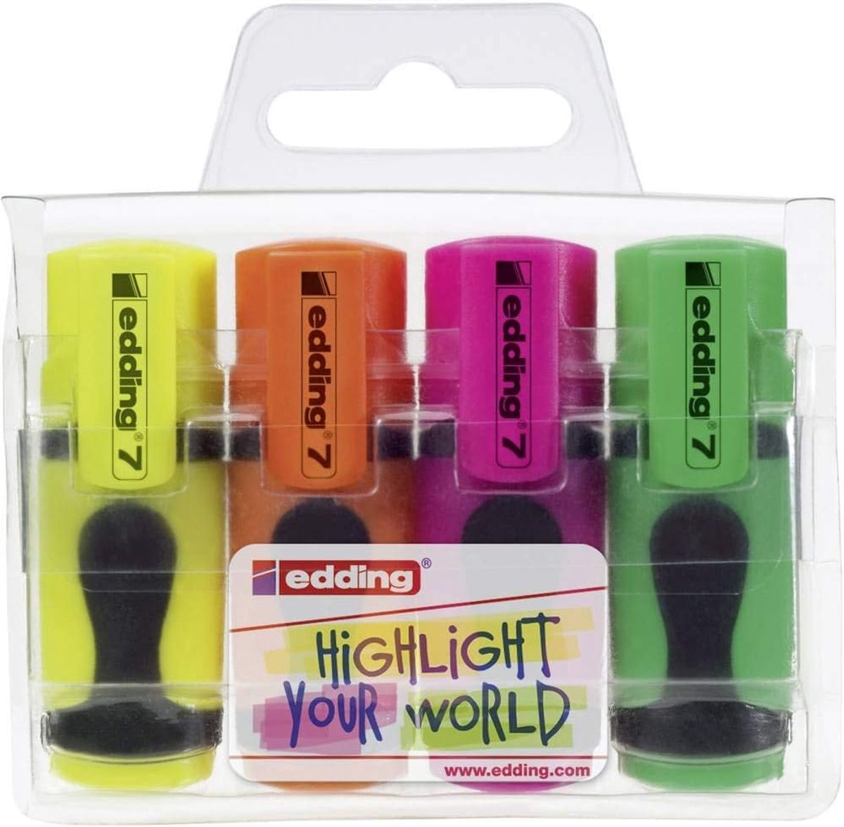 Thijox - Mini Highlighter Set - Neon Kleuren - 4 Highlightermarkers - Beitelpunt 1-3 mm - Compacte Markeerstiften voor Bullet Journal, School, Univers