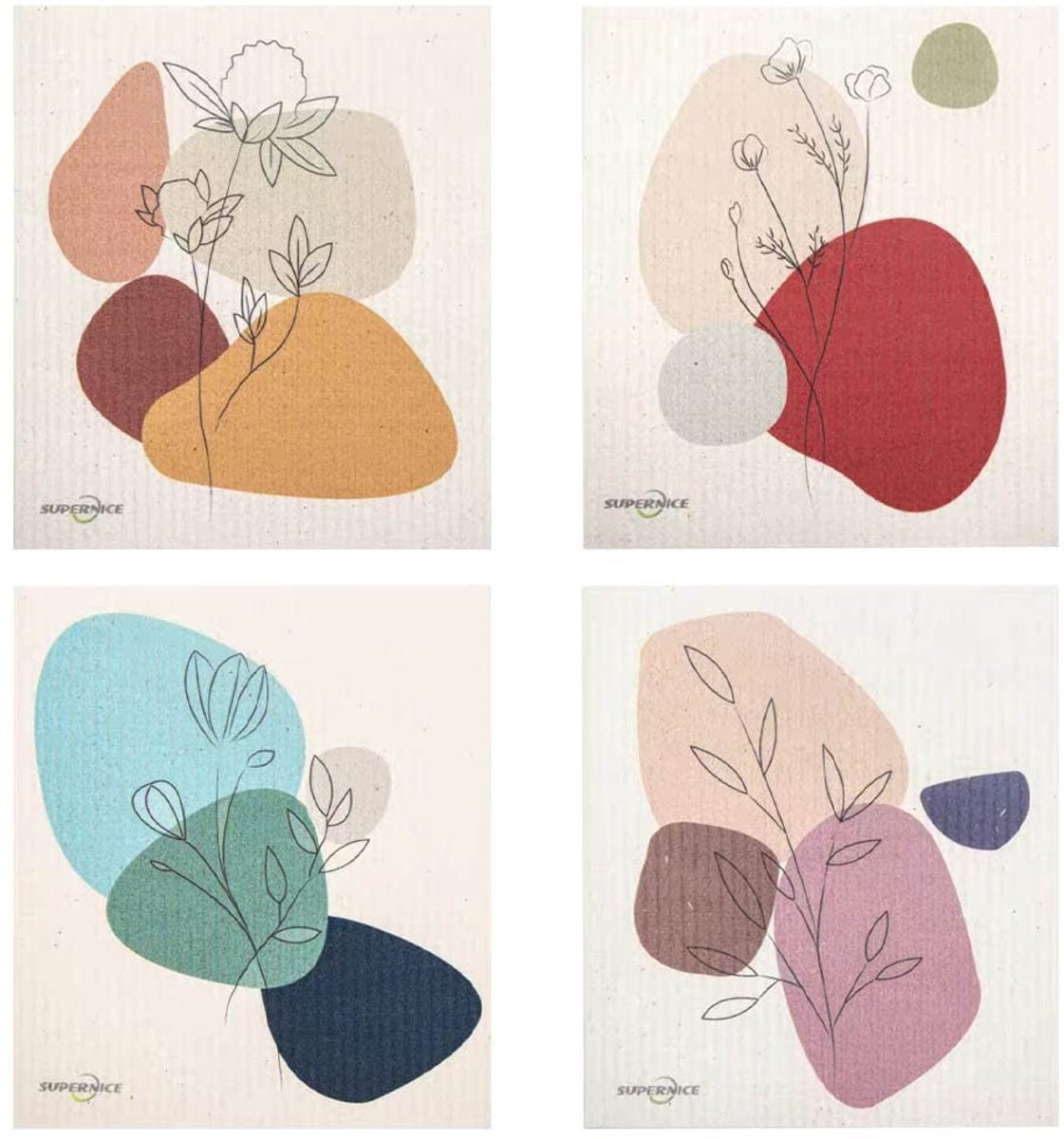 Inovra - Zweedse keuken vaatdoeken, 4 stuks herbruikbare spons reinigingsdoeken, keukendoeken absorberende vaatdoek wasbare keukenhanddoeken voor keukenreiniging (kerstset #2)