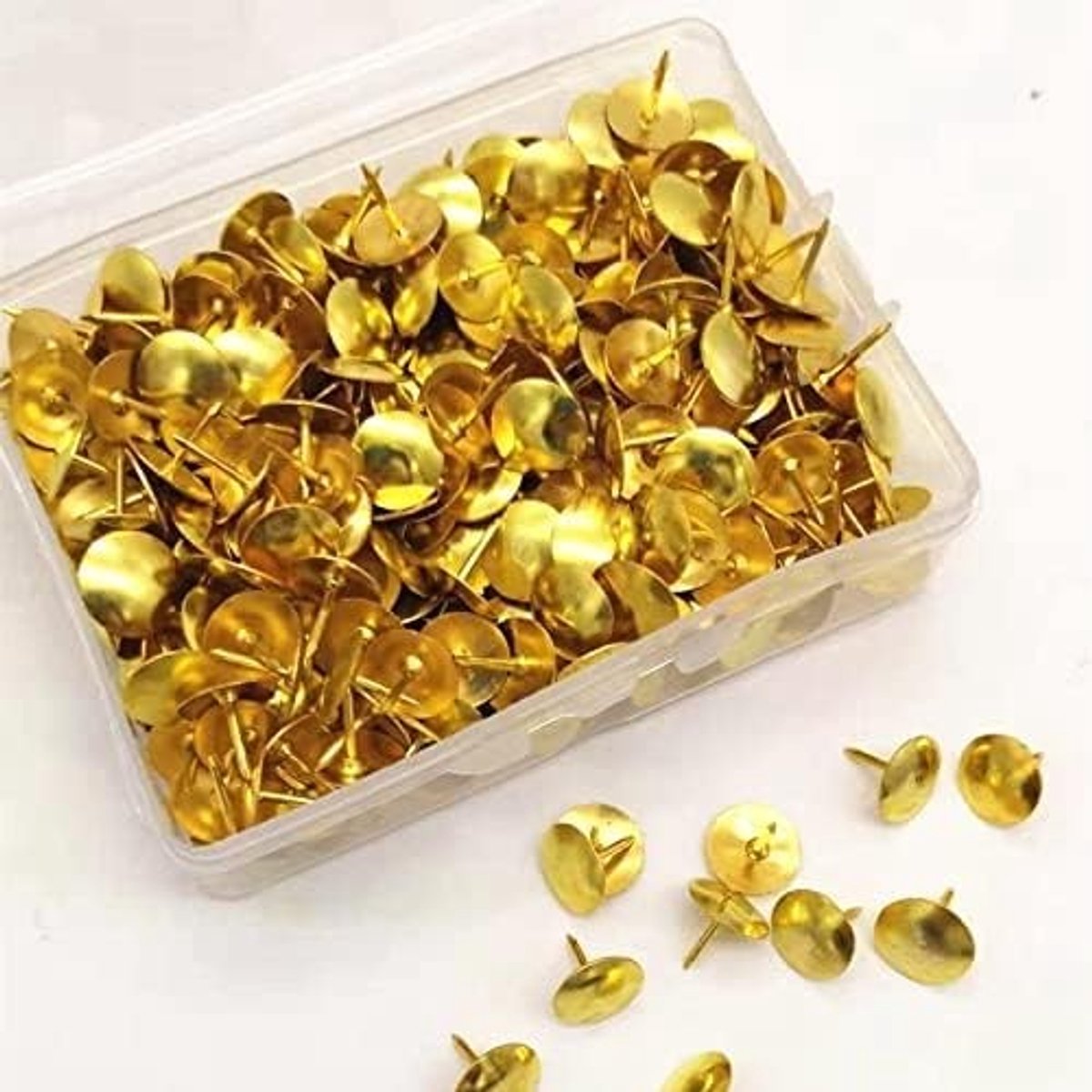 Ronde metalen duimspijkers voor kantoor - 400 stuks voor het ophangen van memo's, foto's en DIY-projecten (10mm) in goudkleur