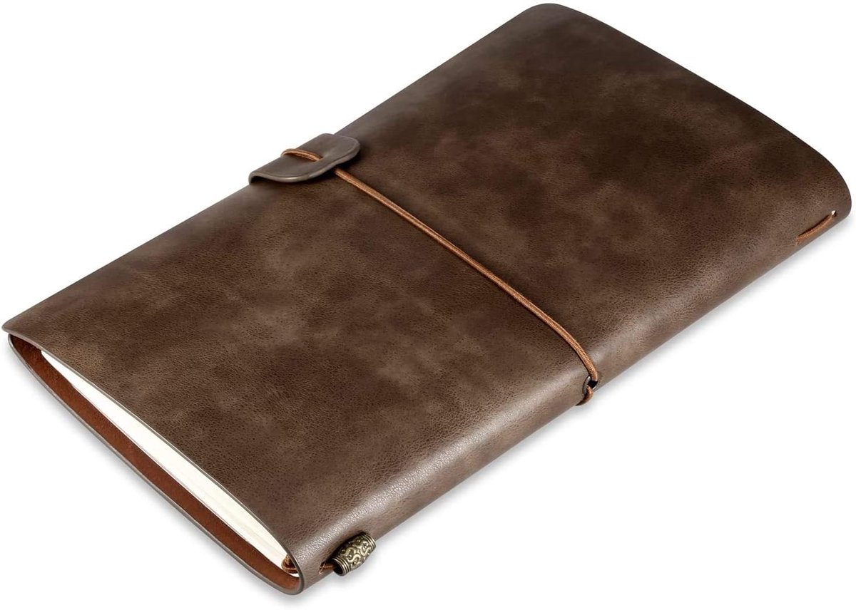 SnelShoppen - PU Leather Dagboek Notitieboek - Lege Pagina's, Herbruikbaar Vintage Reizen Notitieboek voor Jongens Meisjes Mannen Vrouwen 7.3 x 5.1 In