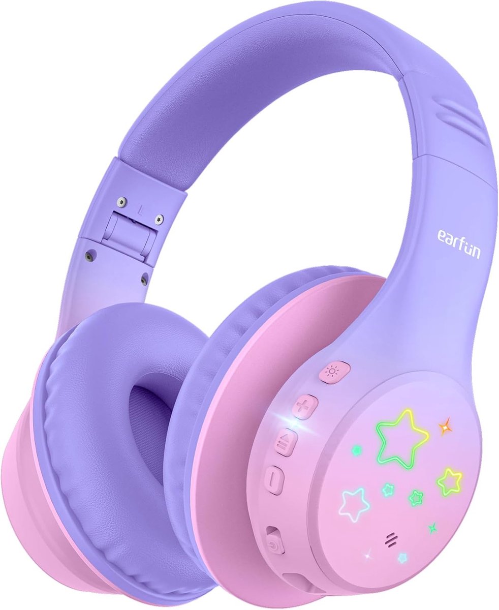 Thijox - Kinder Bluetooth Koptelefoon, Draadloze Hoofdtelefoon met LED-lichten, Volumebegrenzing 74/85/94 dBA, Ingebouwde Microfoon, 90U Speeltijd, Ov