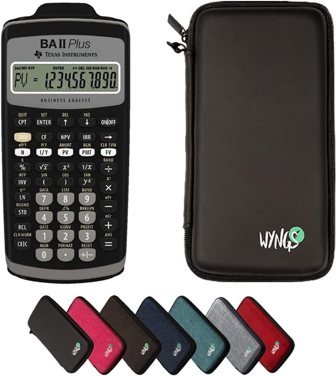 Thijox - CALCUSO Basispakket Zwart met Rekenmachine TI-BA II Plus - Beschermhoes, Harde Behuizing, Perfecte Pasvorm, Bescherming tegen Krassen, Ideaal