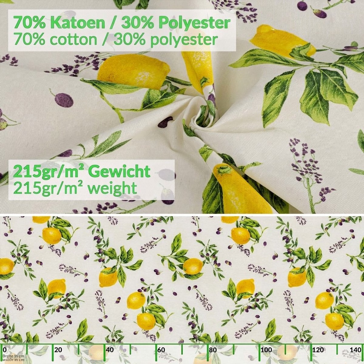 ANRO Tafelkleed Citroenen Meerkleurig 160x120cm Rechte rand Afwasbaar Waterafstotend Binnen & Buiten