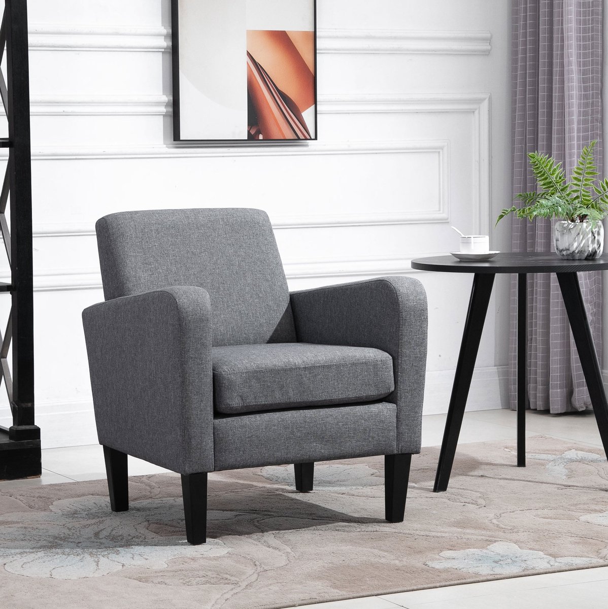 FloraGrace Fauteuil 66 X 72 X 74 Cm - Ergonomische Eenzitsfauteuil Met Armleuningen En Zachte Vulling - Voor Woonkamer En Leeshoek - Stof - Lichtgrijs