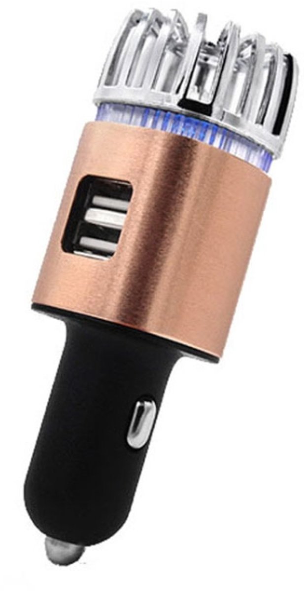 JO-6291 Negatieve ionen Auto Sterilisatie Luchtreiniger Mobiele telefoon Snel opladen Dubbele USB-sigarettenaansteker (Tyrant Gold)