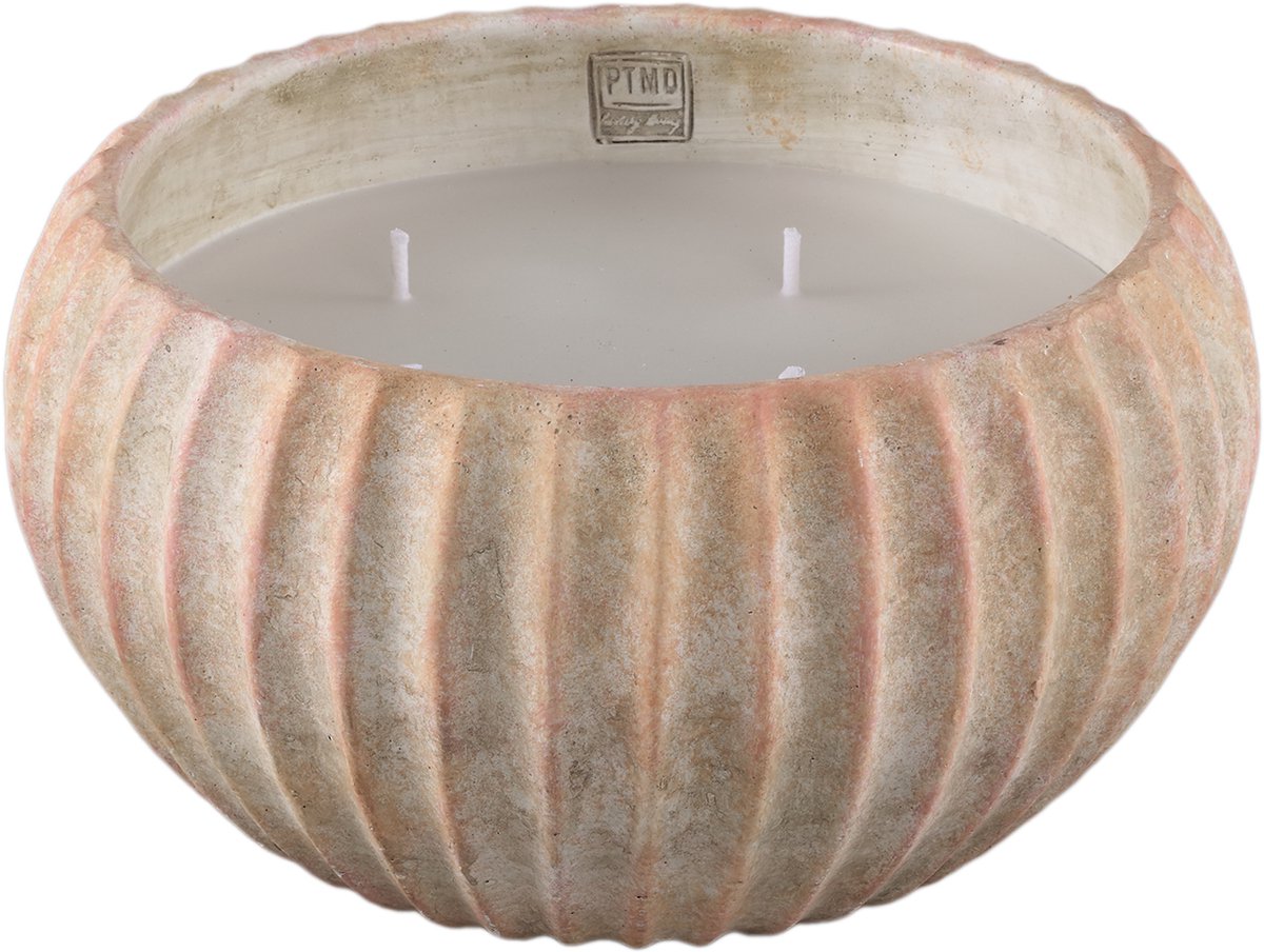 PTMD Elora Brown Cement Outdoor Candle Ribbed XL
