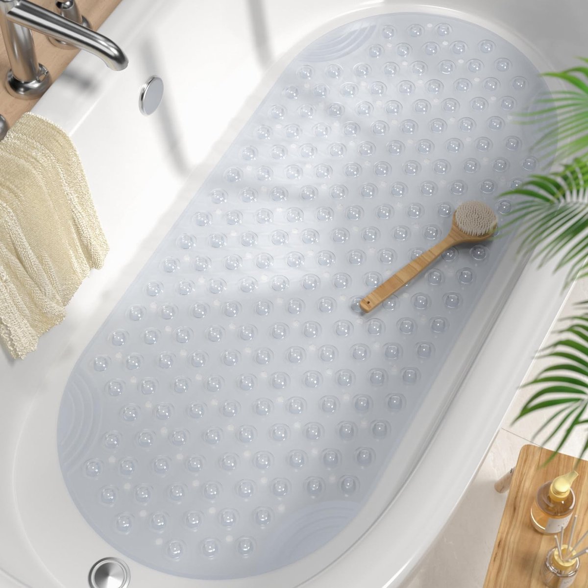 Ovale Antislip Badmat 88x40cm, Schimmelbestendig en Wasmachinebestendig, Veilig voor Badkamer en Douche