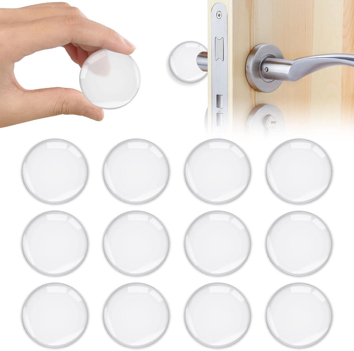 12 Pieces Transparent Rubber Feet,Door Buffers,Door Handle Protection,Snon-slip Door Stops Rubber Pads Self Adhesive Bumper, for Furniture Buffers