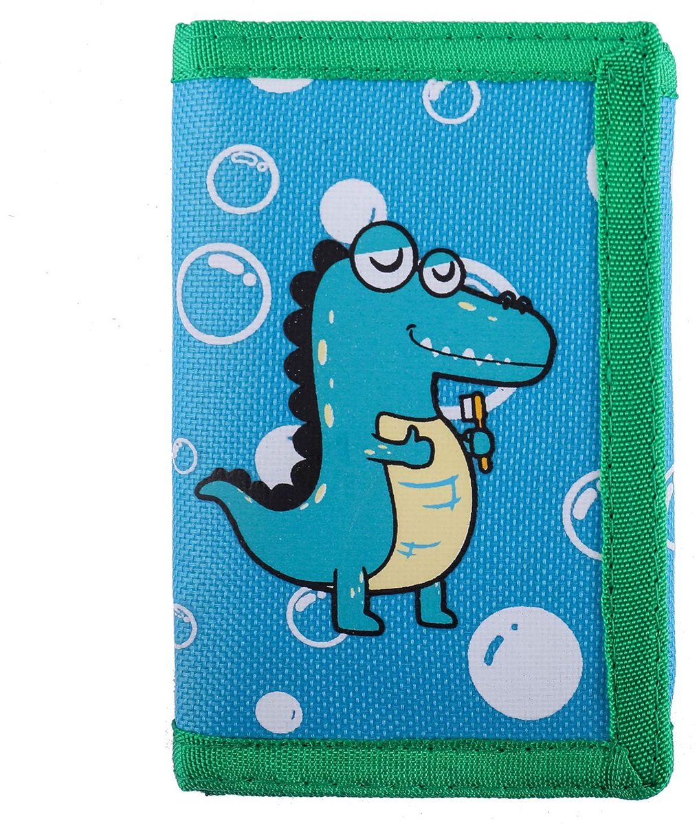 Dailygoods - RFID-blokkerende portemonnee - Slanke cartoon portemonnee - Voor kinderen - Dinosaurus - Veilig en stijlvol - Perfect voor op reis