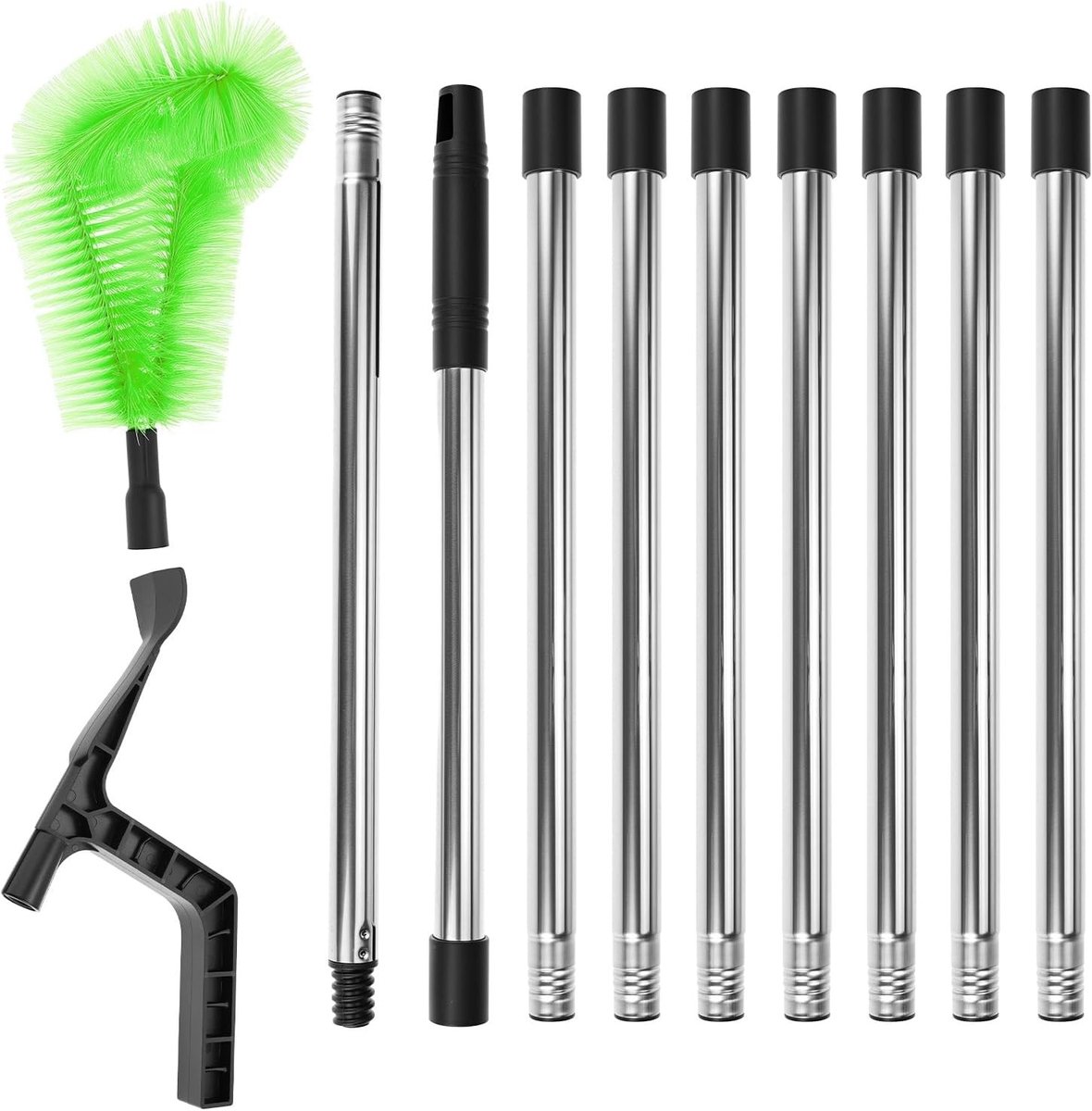 Verstelbare Gootborstel van 325 cm, 2-in-1 Gootreiniger met Borstel en Schep voor Goten, Chandeliers en Daken