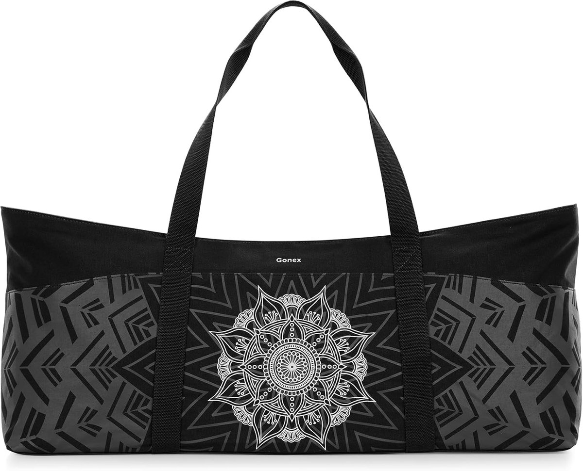 Thijox - Grote Yogatas voor Yogamatten, Duurzaam Canvas, Stijlvolle Patroon, Waterdichte Zak, Ruimte voor Blokken en Accessoires, Perfect voor Yoga, P