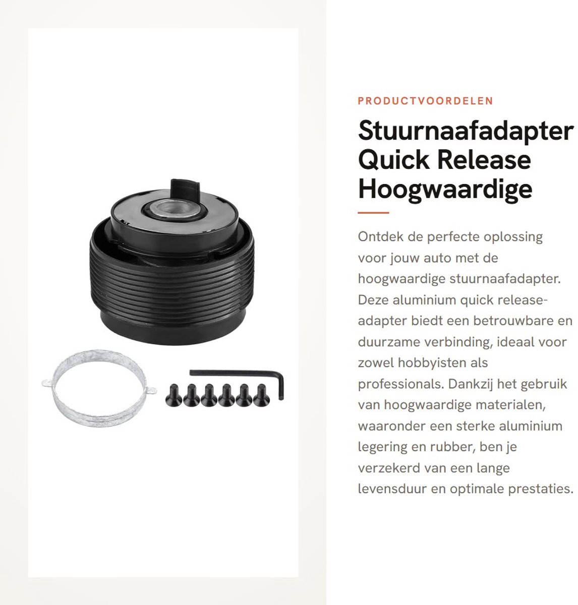 Dailygoods - Stuurnaafadapter - Quick Release - Hoogwaardige kwaliteit - Zwart - Aluminium - Professionele installatie aanbevolen - Geschikt voor auto