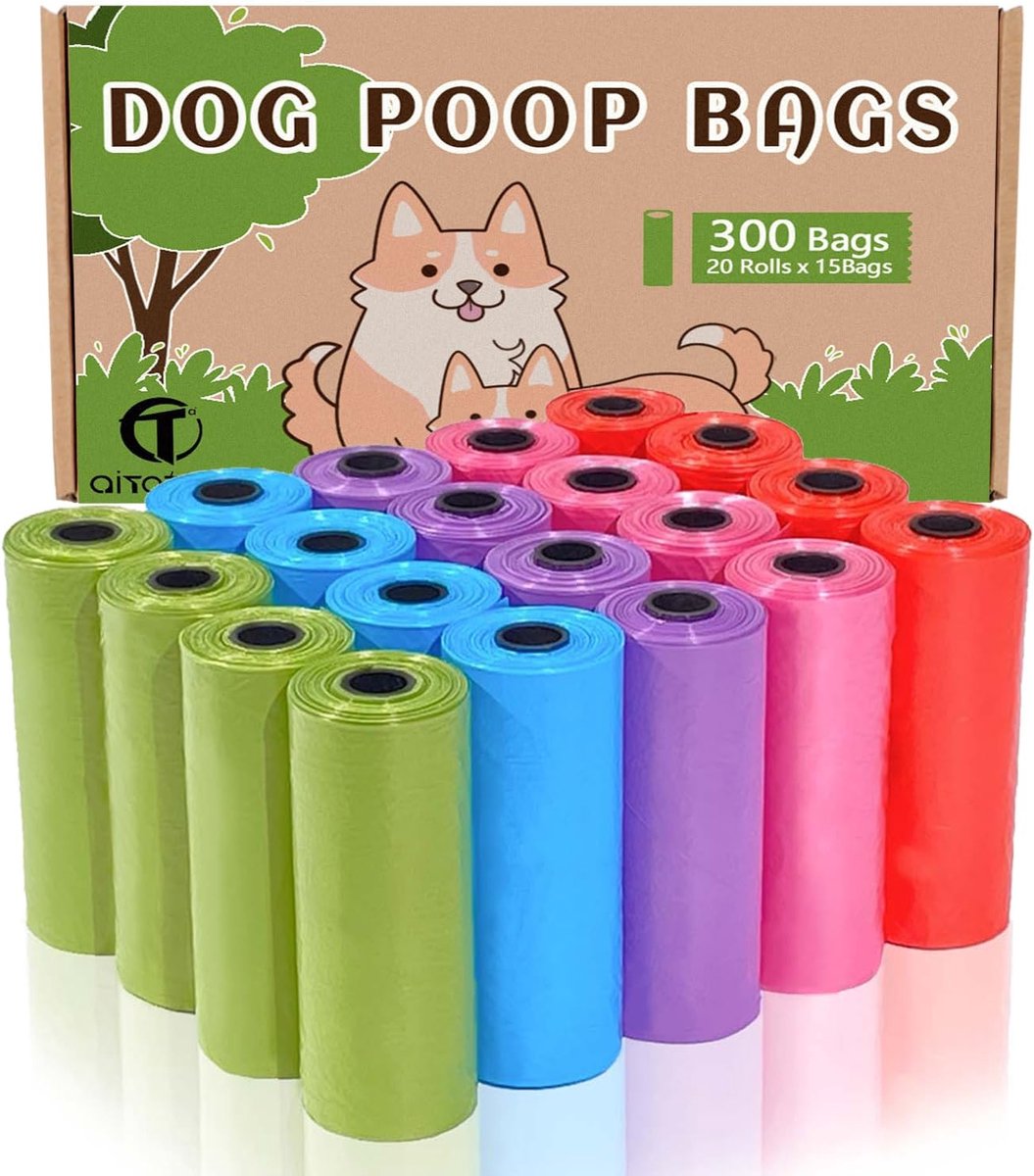 Hondenpoepzakjes 300 stuks - 31x22cm - PE - Felle kleuren voor eenvoudig gebruik - ShopVlot