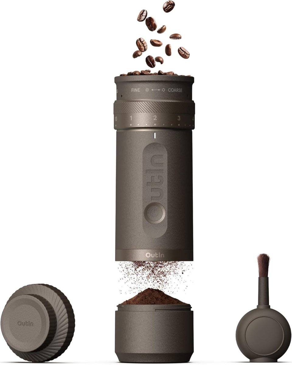 Thijox - Draagbare Elektrische Koffiemolen - Kegelmolen met 28 Maalstanden, Roestvrij Stalen Kegel, Compact voor Espresso, Moka-Pot, Filterkoffie en C