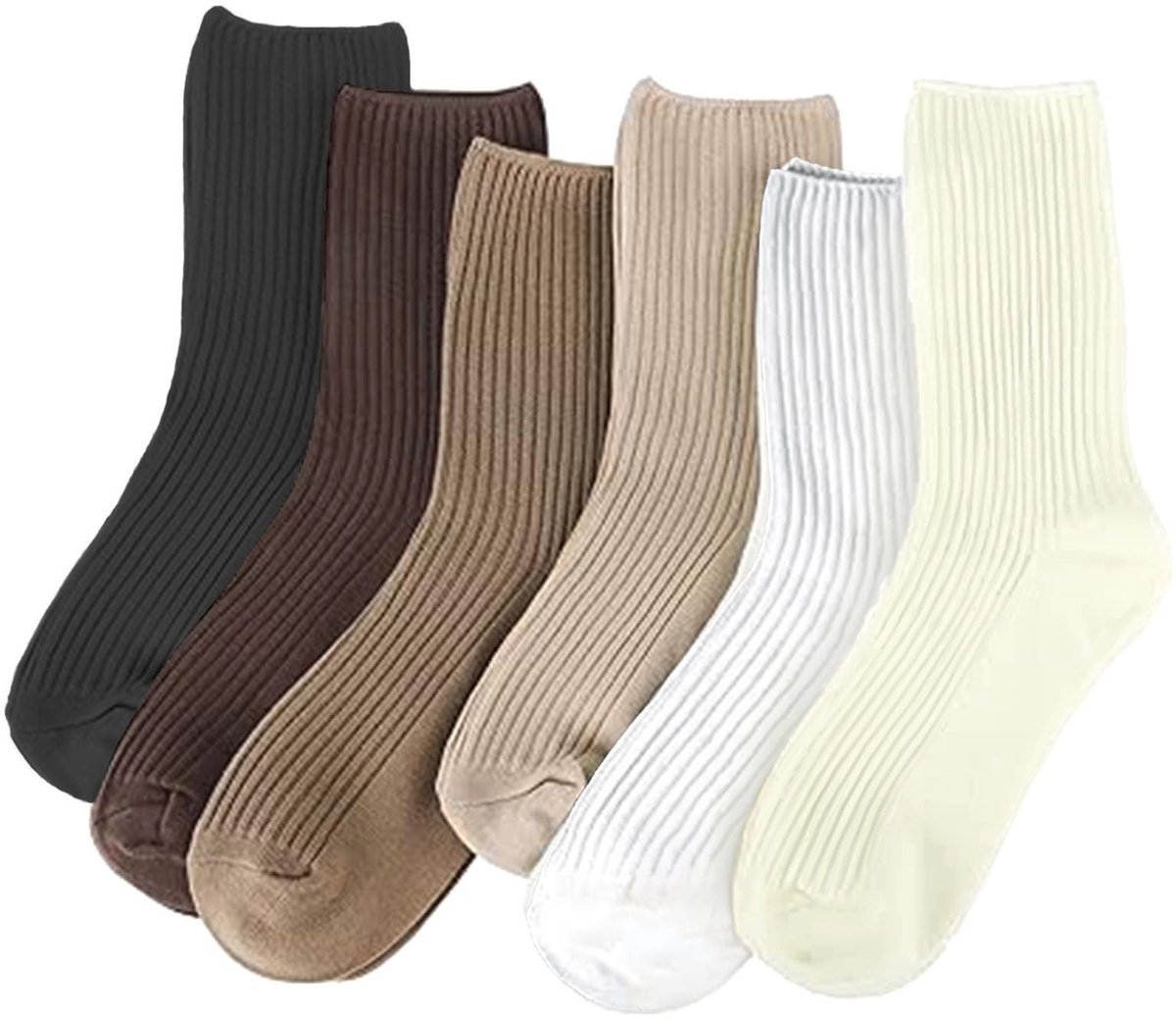 Dailygoods- Katoenen Sokken 6 Paar - Ademend - Comfortabel - Meerkleurig - One Size - Geschikt voor Maten 4,5-7,5 - Damesokken