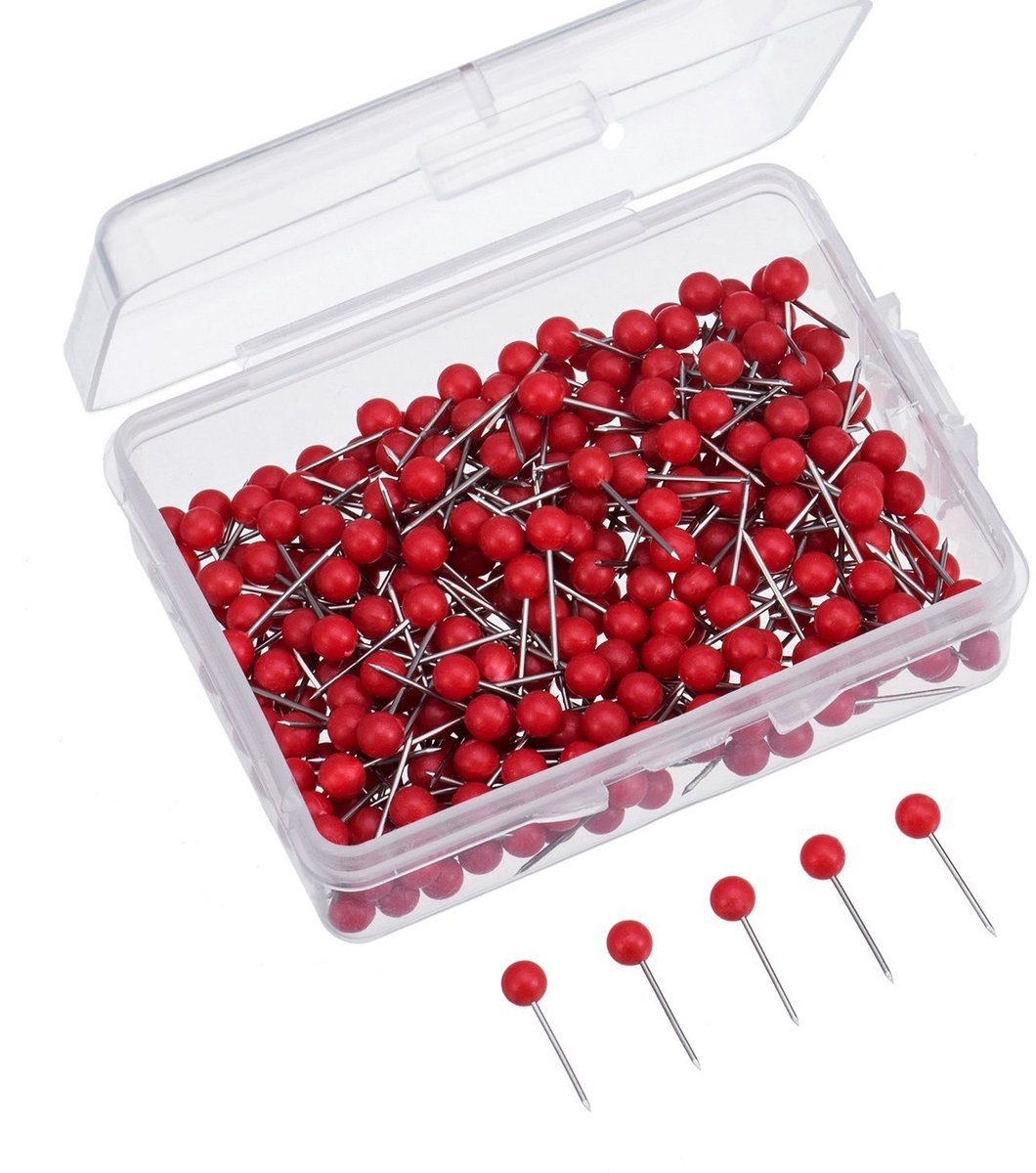 Dailygoods- Nagels 300 Stuks - Punaises Rood - 0,3 cm - Markeren - Veelzijdig Inzetbaar - Totale Lengte 3/5 Inch