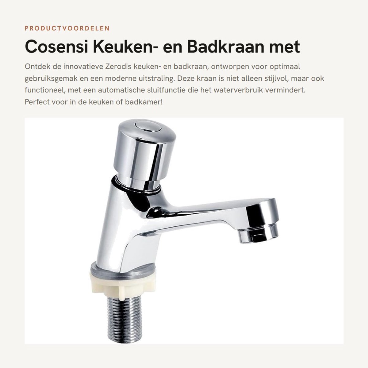 Dailygoods- Keukenmengkraan Hoogwaardige Koper - Waterbesparend - Automatische Sluiting - Eenvoudig te Installeren - Antislip - Makkelijk te Reinigen - Kraan