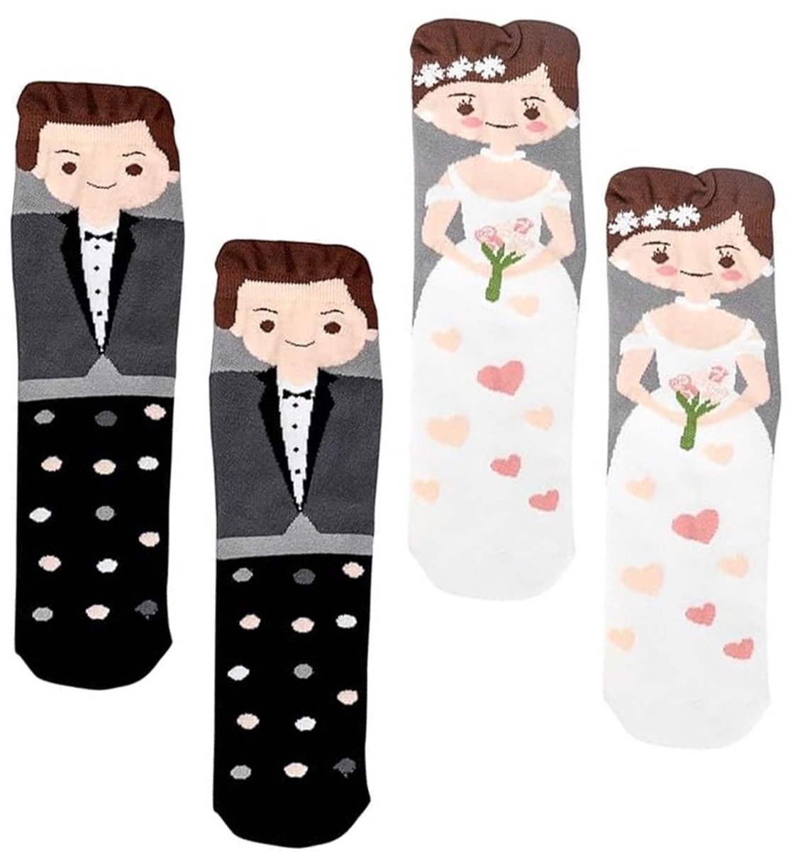 Dailygoods- TrouwSokken Set - Grappige Sokken Bruid/Bruidegom - Katoenen Sokken - Huwelijkscadeau - Maat 43-46 - Ademend en Comfortabel