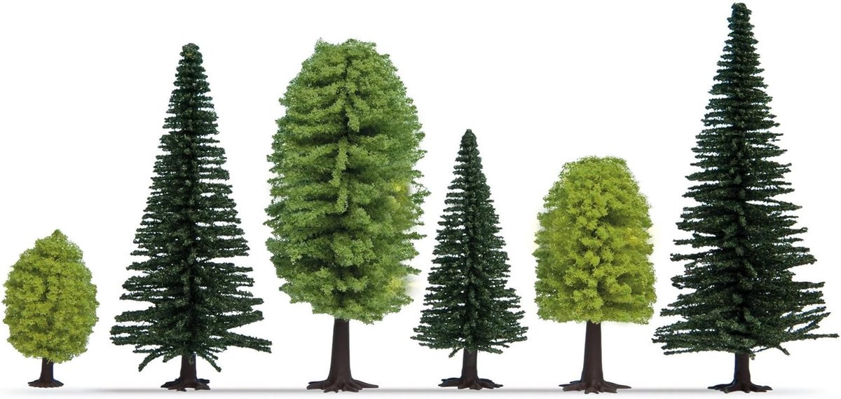 Thijox - Gemengde Modelbouw Bomen 10 Stuks 5-14 cm voor H0 en TT Spoorbreedte - Perfect voor Knutselen en Doe-Het-Zelf Projecten