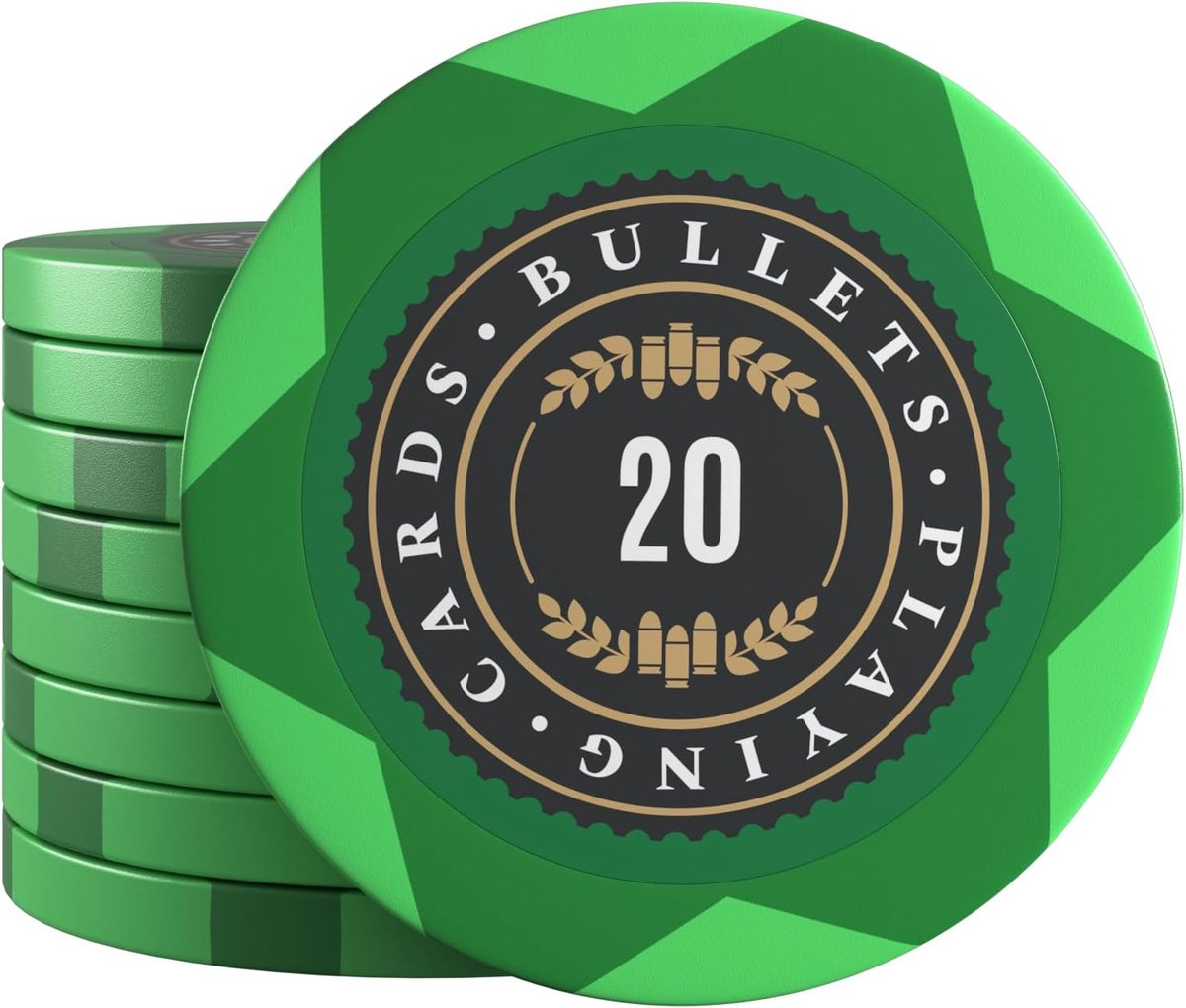 Thijox - Bullets Playing Cards, 25 Clay Pokerchips voor Pokerset, 4 cm Diameter, Gewicht 14 g, Verschillende Waarden voor Casino-ervaring Thuis