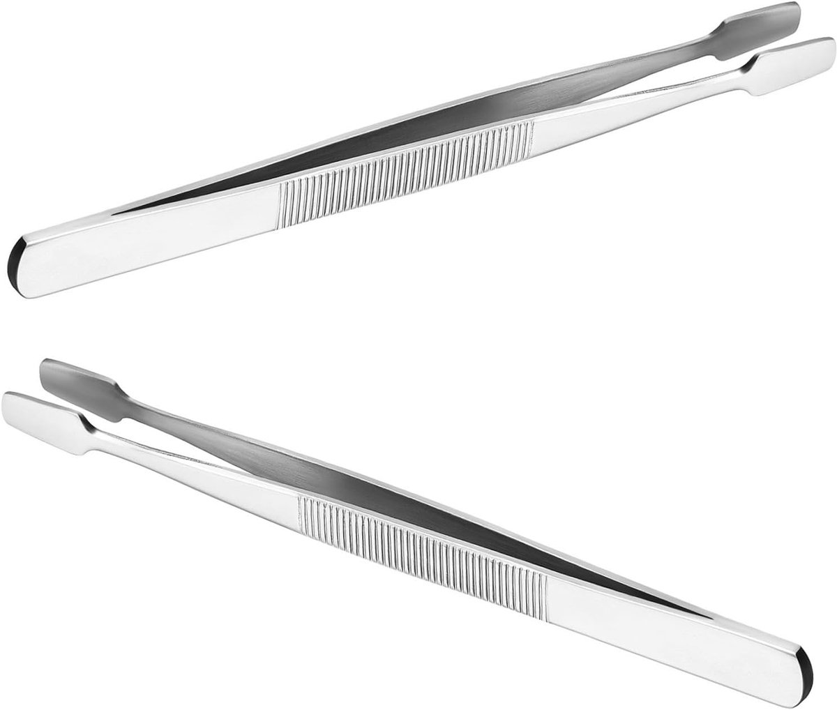 Thijox - Pincetten voor Postzegelverzamelaars - Stalen Pincetten, Niet-Slip, 2 Stuks (Zilver), Filatelie Gereedschap voor Verzamelaars