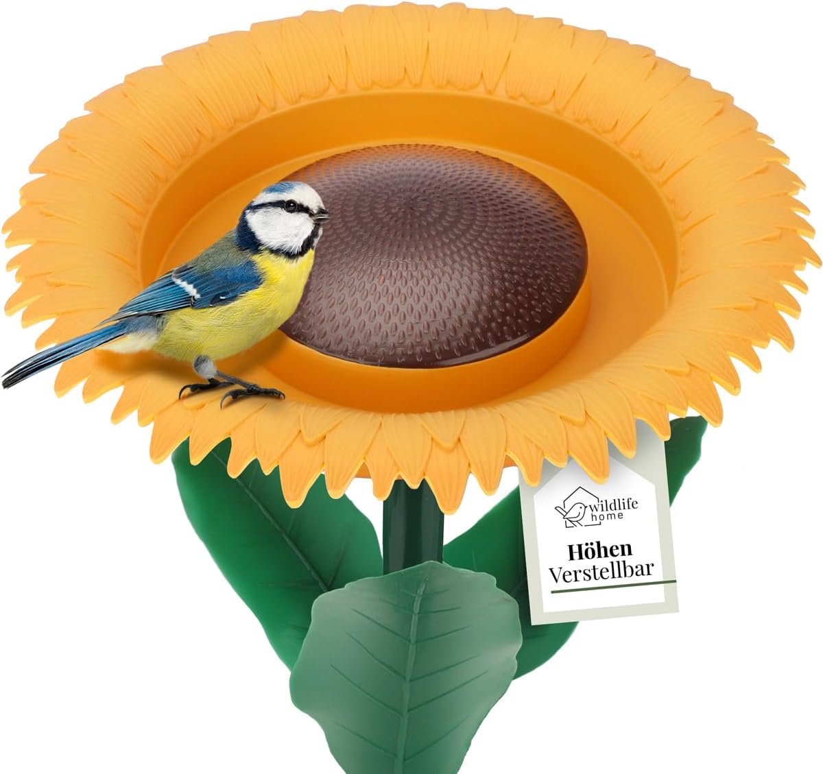 Thijox - Vogelvoerstation en Drinkbak voor Wilde Vogels - Staande Voederdispenser met Zonnebloemendesign - 60 cm Hoog - Ideaal voor Tuin en Buitenruim