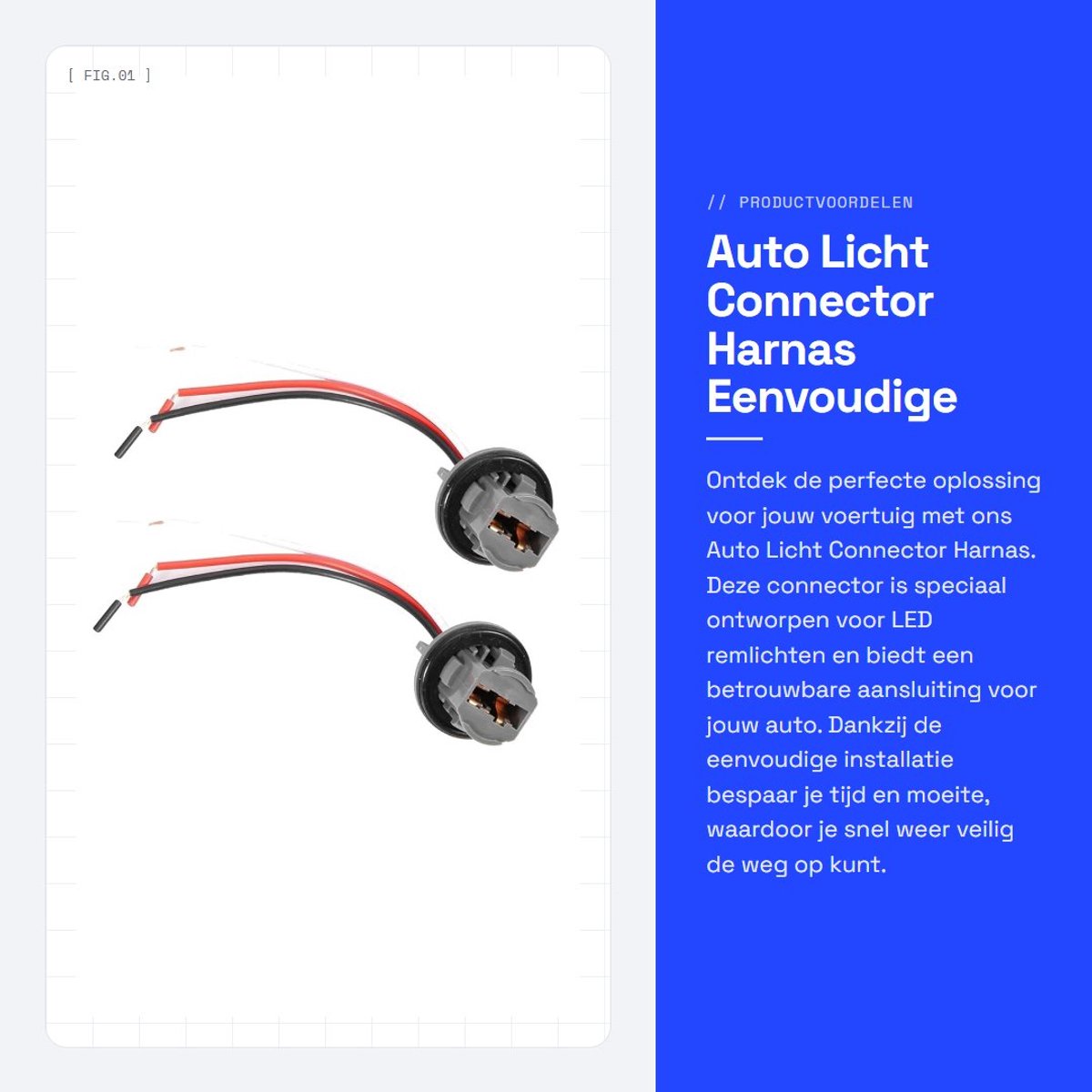 Dailygoods - Auto Licht Connector Harnas - Eenvoudige Installatie - Kunststof Koper - LED Remlicht Connector - Veilig voor jouw auto - 2 Stuks