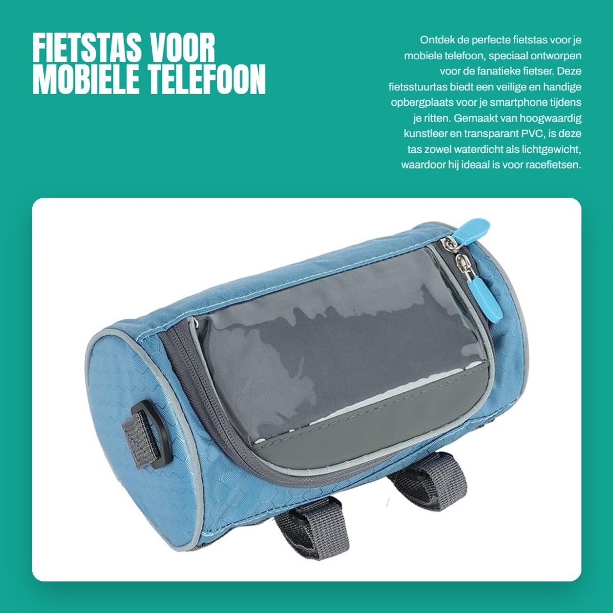 Dailygoods- Fietsstuurtas Waterdicht - Kunstleer/Transparant PVC - Lichtgewicht - Afneembare Schouderriem - Geschikt voor Mobiele Telefoon - Maximale Duurzaamheid - Fietstas