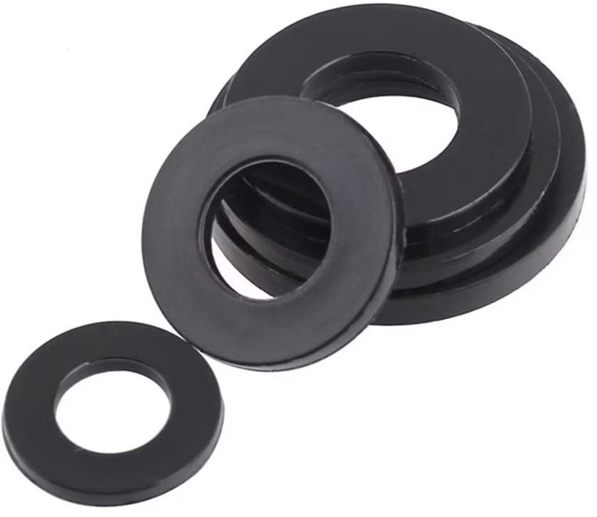 Inovra - Kunststof sluitringen - Nylon sluitringen - Hoge sterkte en duurzaamheid - Zwart - Platte sluitringen - Ideaal voor isolatie en belasting...