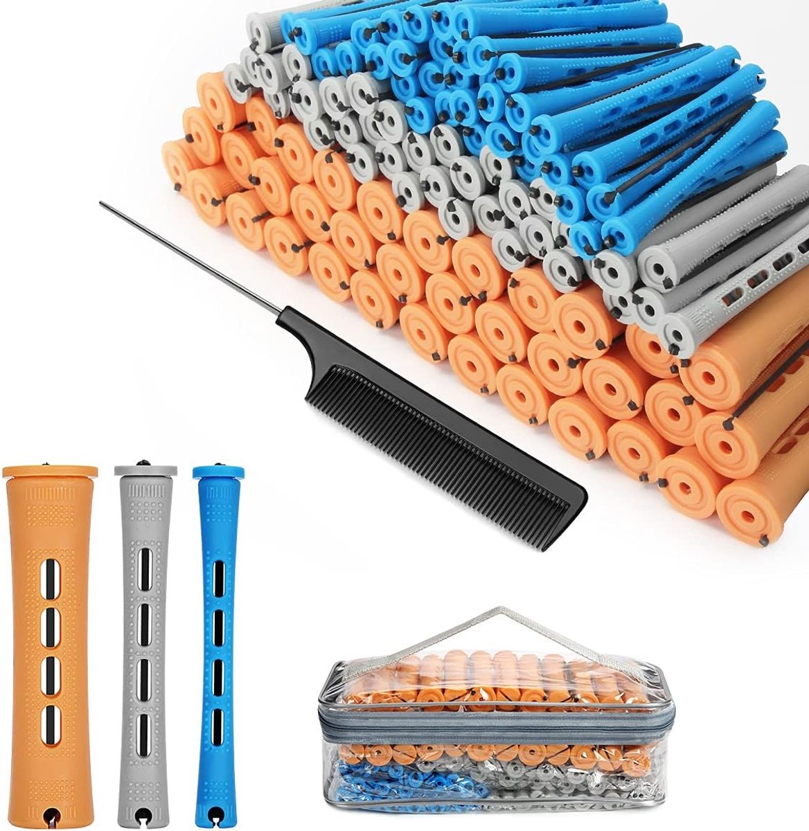 Thijox - 108 stuks haargolfstaven, kunststof krullers, koudegolfstaven 0,9 cm/1,5 cm/2,2 cm in 3 kleuren - Haarstyling gereedschap voor feest, DIY, en