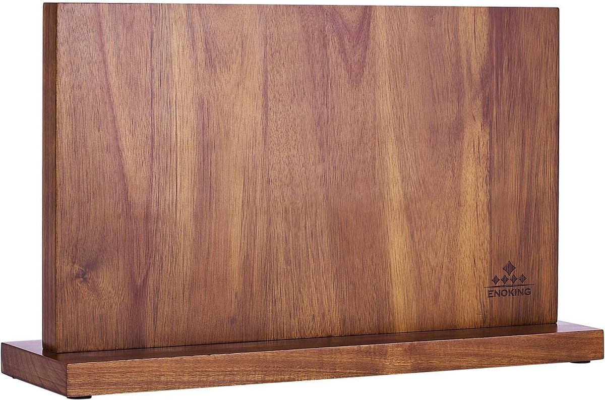 Thijox - Groot magnetisch messenblok zonder messen, 38,6 x 23 cm, dubbelzijdige magnetische messenhouder van acacia hout, stijlvolle messenstandaard v