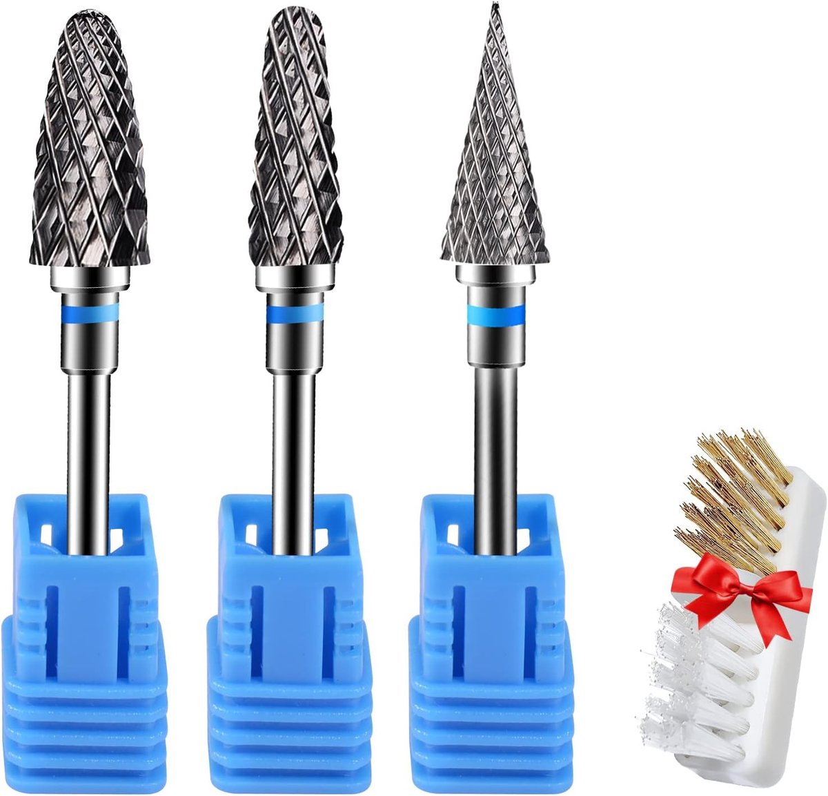 Thijox - 3 Stuks Professionele Nagelfreesbitjes Wolfraamcarbide voor Manicure en Pedicure, Hardmetalen Bits voor Verwijderen van Gel en Acryl, Inclusi