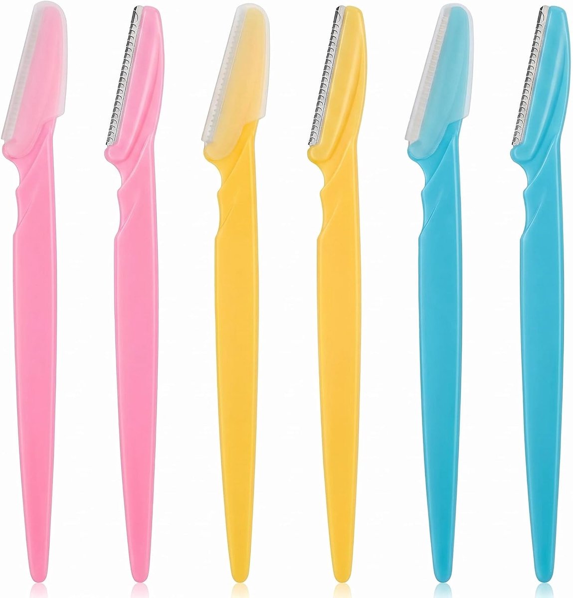 Thijox - Wenkbrauw Razors Gezichtshaar Remover Scheerapparaat Trimmer Shaper 6 Stuks - Roestvrijstalen Lemmet, Kunststof Grip, Exfoliatie Tool voor Vr