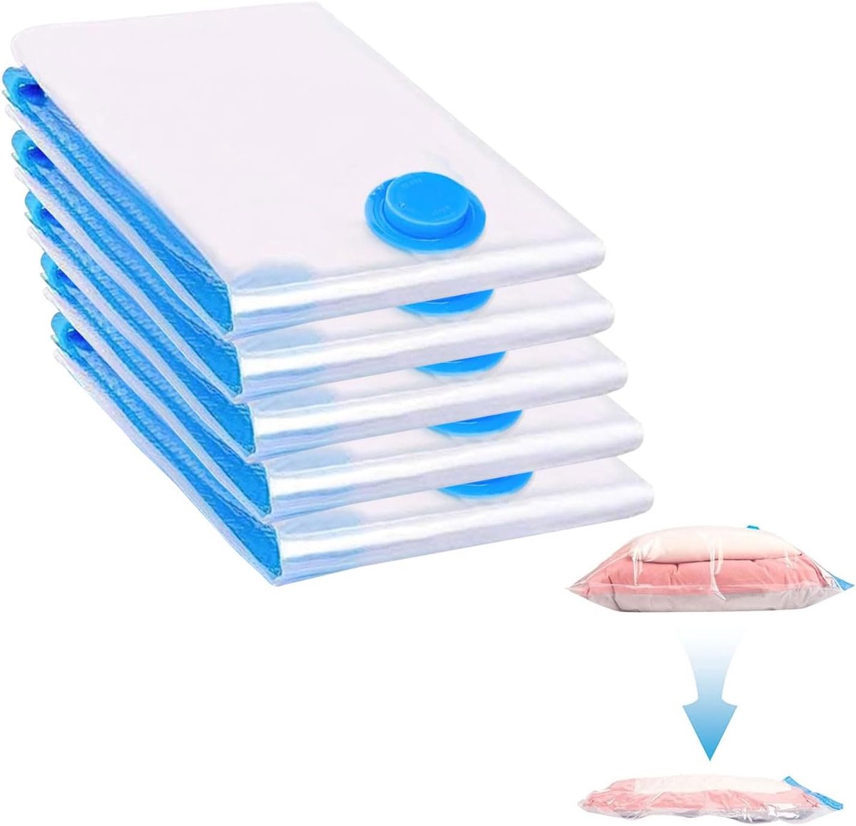 Thijox - Vacuümzakken 5 stuks 30 x 50 cm, herbruikbare compressiezakken voor stofzuiger, ruimtebesparing voor dekbedden, kleding, beddengoed, ideaal v
