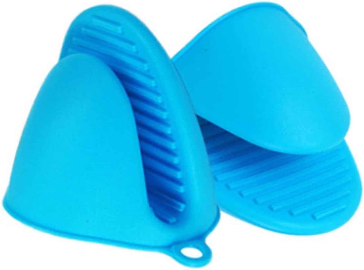Thijox - Siliconen Ovenwanten Set van 2 - Pannenlap en Bakhouder voor Keuken en Grill - Knijpgrepen, Blauw - Hittebestendig, Flexibel en Duurzaam